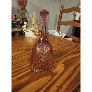 Fenton‎ Art Glass Bell Pink DUSTY ROSE Feather Plume Pattern Bell 1980s